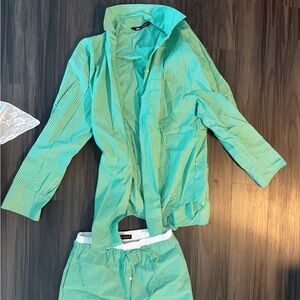 Green Striped Pajama Set